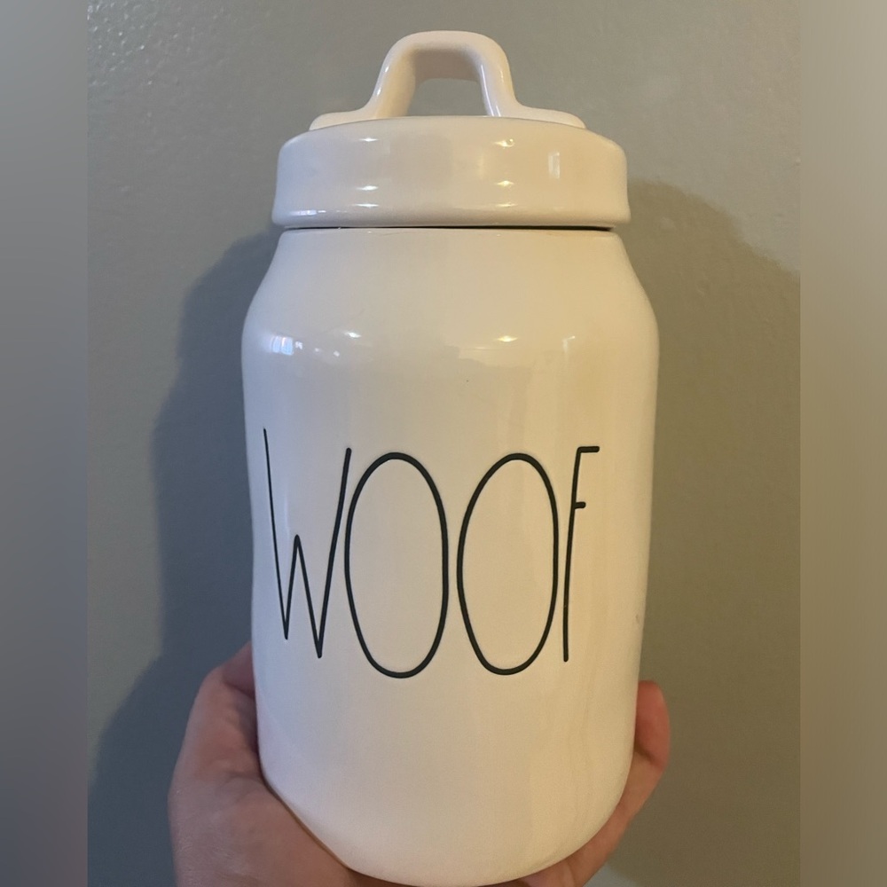 Rae Dunn Cream 'Woof' Pet Treat Jar